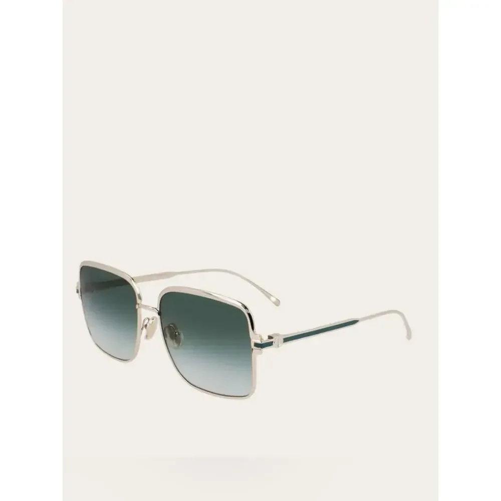 New Salvatore Ferragamo SF317S 750 Gold Frame Sunglasses with Dark Green Lenses
